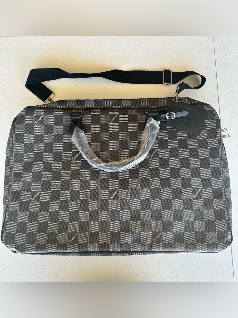 Journeyman Checkerboard Convertible Garment Bag - Black/Grey NWOT